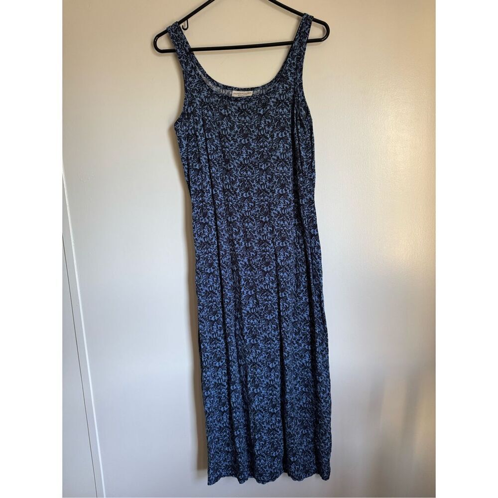 Vintage Faded Glory blue paisley floral midi dress sz L Y2K whimsigoth 90’s